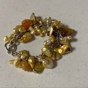 Yellow, Gold, and Silver Chunky Bracelet 8 Inches